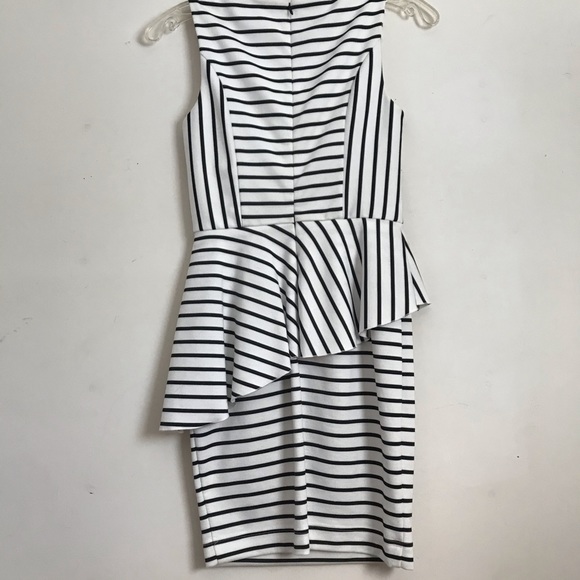 Bebe White & Black Stripe Peplum Dress XS - Picture 5 of 7